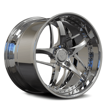 DC36D chrome deep dish forged wheel front view for classic cars and Corvette